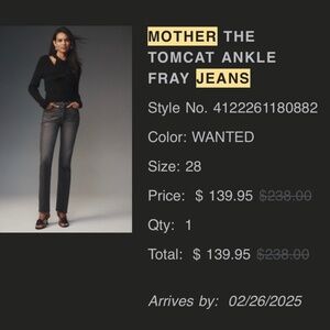 Mother the tomcat ankle Fray jeans grey